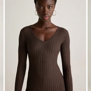 Quince cotton cashmere Brown Midi Dress